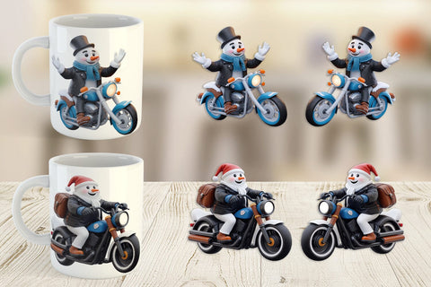Mug Wrap 3D Snowman Biker Sublimation artnoy 