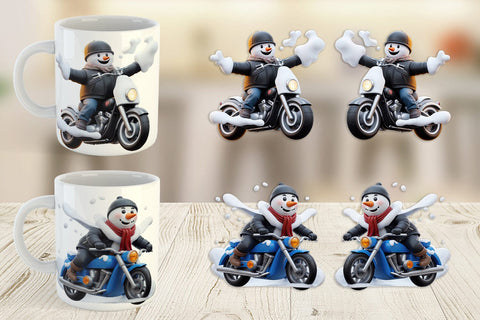 Mug Wrap 3D Snowman Biker Sublimation artnoy 