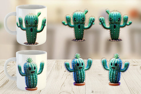 Mug Wrap 3D Spooky Cactus Sublimation artnoy 