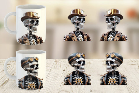 Mug Wrap 3D Steampunk Skeleton Sublimation artnoy 