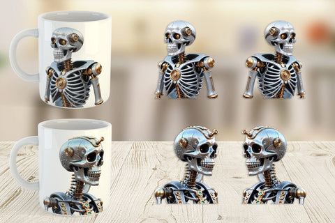 Mug Wrap 3D Steampunk Skeleton Sublimation artnoy 
