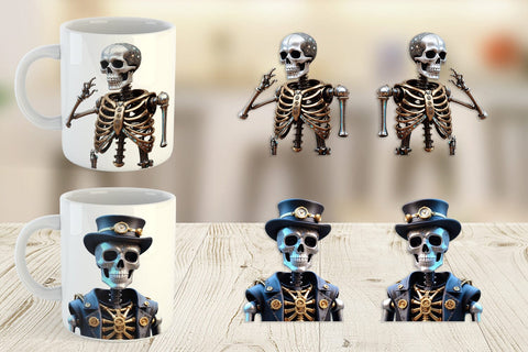 Mug Wrap 3D Steampunk Skeleton Sublimation artnoy 