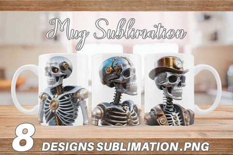 Mug Wrap 3D Steampunk Skeleton Sublimation artnoy 