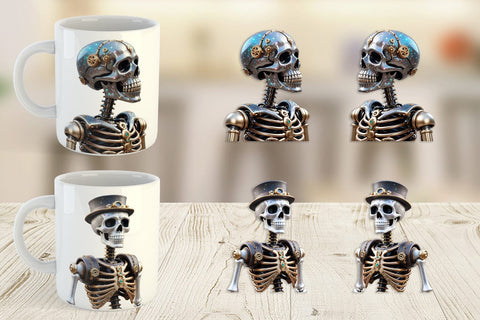 Mug Wrap 3D Steampunk Skeleton Sublimation artnoy 