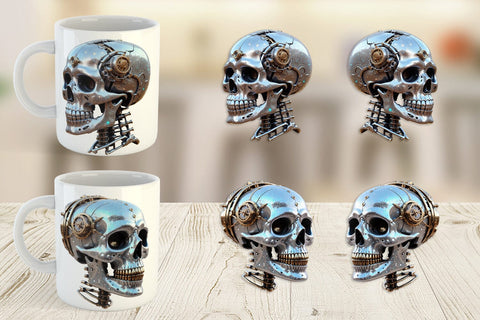 Mug Wrap 3D Steampunk Skull Sublimation artnoy 