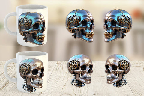 Mug Wrap 3D Steampunk Skull Sublimation artnoy 