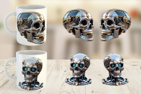 Mug Wrap 3D Steampunk Skull Sublimation artnoy 