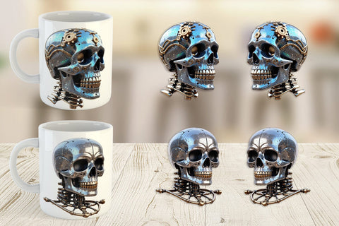 Mug Wrap 3D Steampunk Skull Sublimation artnoy 