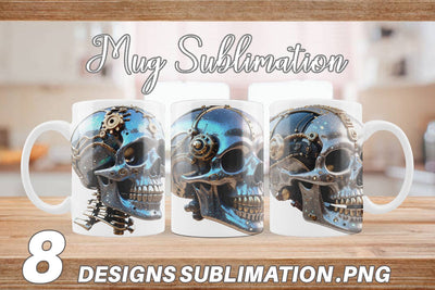 Mug Wrap 3D Steampunk Skull Sublimation artnoy 