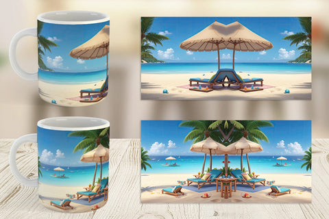 Mug Wrap 3D Summer Beach Sublimation artnoy 