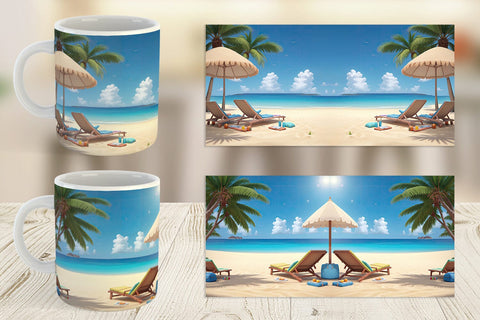 Mug Wrap 3D Summer Beach Sublimation artnoy 