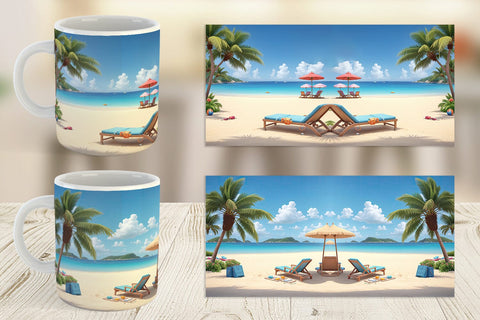 Mug Wrap 3D Summer Beach Sublimation artnoy 
