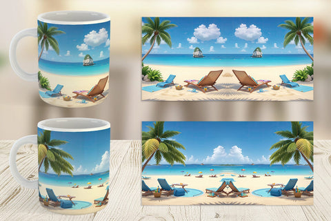 Mug Wrap 3D Summer Beach Sublimation artnoy 