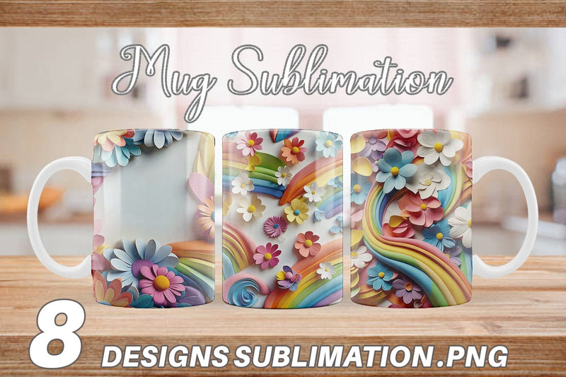 Mug Wrap 3D Summer Flowers Sublimation artnoy 