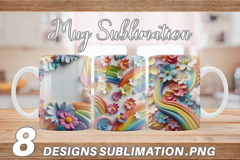 Mug Wrap 3D Summer Flowers Sublimation artnoy 