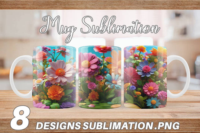 Mug Wrap 3D Summer Flowers Sublimation artnoy 