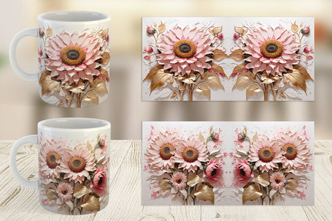 Mug Wrap 3D Sunflower Painting Sublimation artnoy 