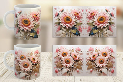 Mug Wrap 3D Sunflower Painting Sublimation artnoy 