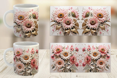 Mug Wrap 3D Sunflower Painting Sublimation artnoy 