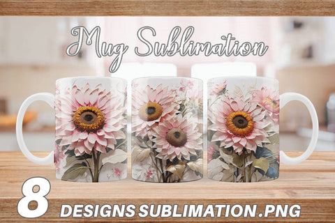 Mug Wrap 3D Sunflower Painting Sublimation artnoy 