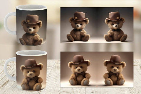 Mug Wrap 3D Teddy Bear Sublimation artnoy 