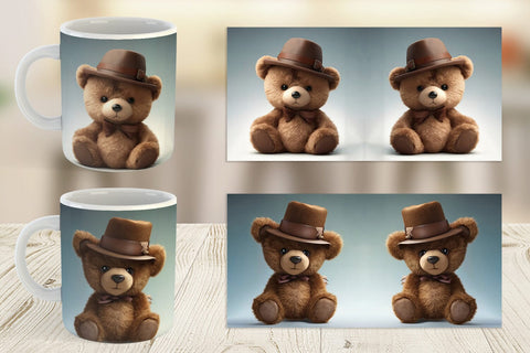 Mug Wrap 3D Teddy Bear Sublimation artnoy 