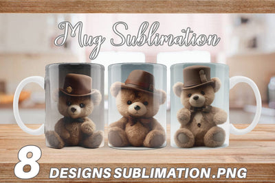 Mug Wrap 3D Teddy Bear Sublimation artnoy 