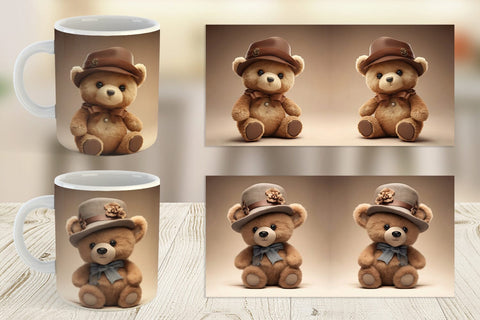 Mug Wrap 3D Teddy Bear Sublimation artnoy 