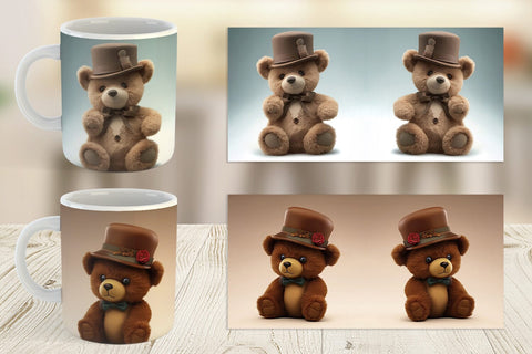 Mug Wrap 3D Teddy Bear Sublimation artnoy 
