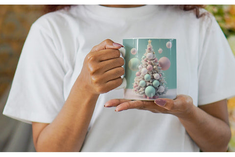 Mug Wrap 3D Tree Christmas Pastel Sublimation artnoy 