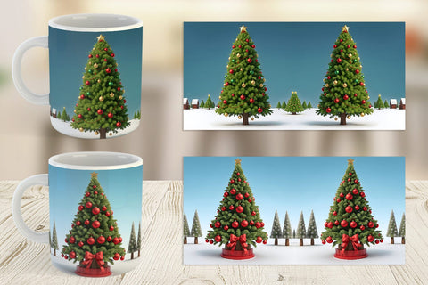 Mug Wrap 3D Tree Christmas Sublimation artnoy 