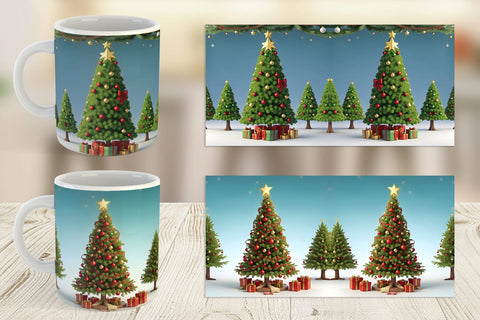 Mug Wrap 3D Tree Christmas Sublimation artnoy 