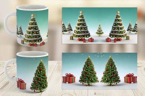 Mug Wrap 3D Tree Christmas Sublimation artnoy 