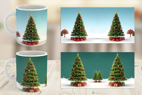 Mug Wrap 3D Tree Christmas Sublimation artnoy 