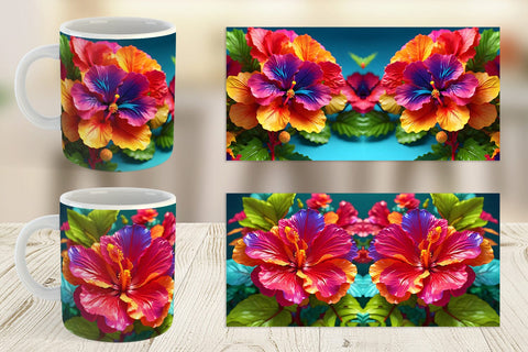 Mug Wrap 3D Tropical Hibiscus Sublimation artnoy 