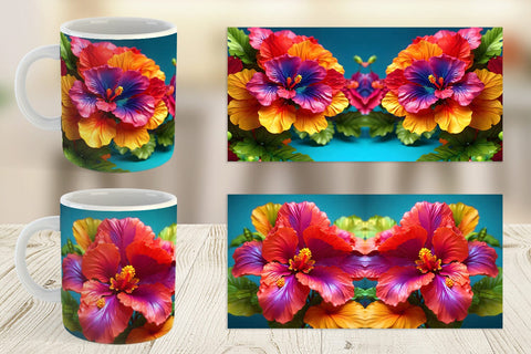 Mug Wrap 3D Tropical Hibiscus Sublimation artnoy 