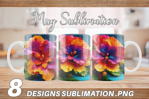 Mug Wrap 3D Tropical Hibiscus Sublimation artnoy 