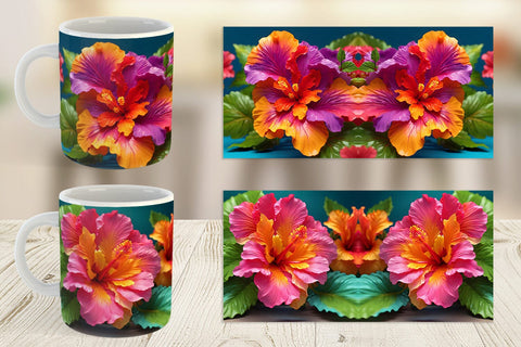 Mug Wrap 3D Tropical Hibiscus Sublimation artnoy 