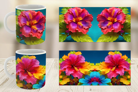 Mug Wrap 3D Tropical Hibiscus Sublimation artnoy 