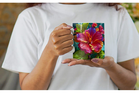 Mug Wrap 3D Tropical Hibiscus Sublimation artnoy 