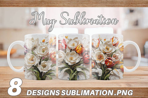 Mug Wrap 3D Tulip Flower Painting Sublimation artnoy 