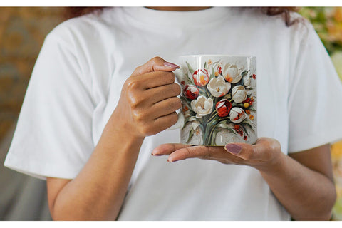 Mug Wrap 3D Tulip Flower Painting Sublimation artnoy 