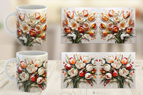 Mug Wrap 3D Tulip Flower Painting Sublimation artnoy 