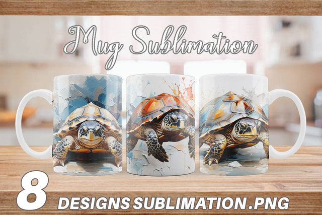 Mug Wrap 3D Turtle Painting Sublimation artnoy 