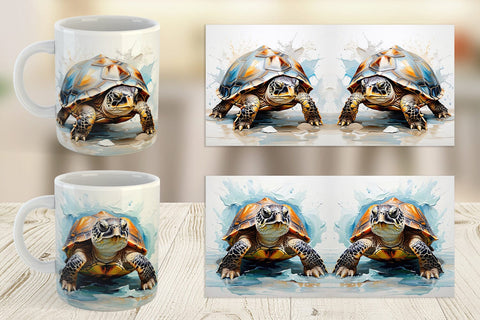 Mug Wrap 3D Turtle Painting Sublimation artnoy 