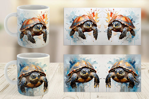 Mug Wrap 3D Turtle Painting Sublimation artnoy 