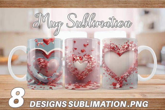 Mug Wrap 3D Valentine Heart Sublimation artnoy 