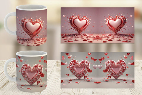 Mug Wrap 3D Valentine Heart Sublimation artnoy 
