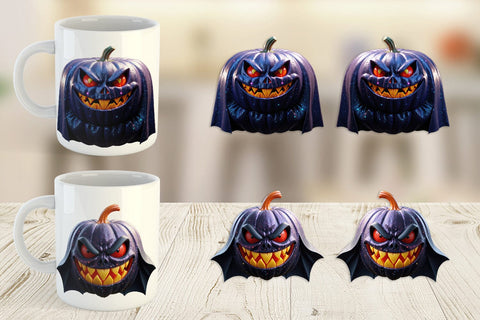Mug Wrap 3D Vampire Pumpkin Sublimation artnoy 