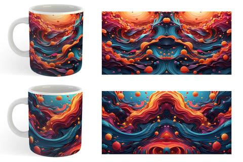 Mug Wrap 3D Wave Colorful Sublimation artnoy 